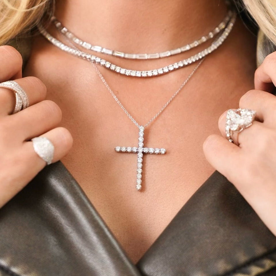 Gracie Scalloped Diamond Cross Necklace 2.56 ctw – RWFJ