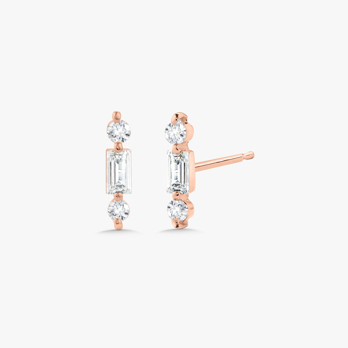 Brooklyn Baguette Bar Diamond Stud Earrings