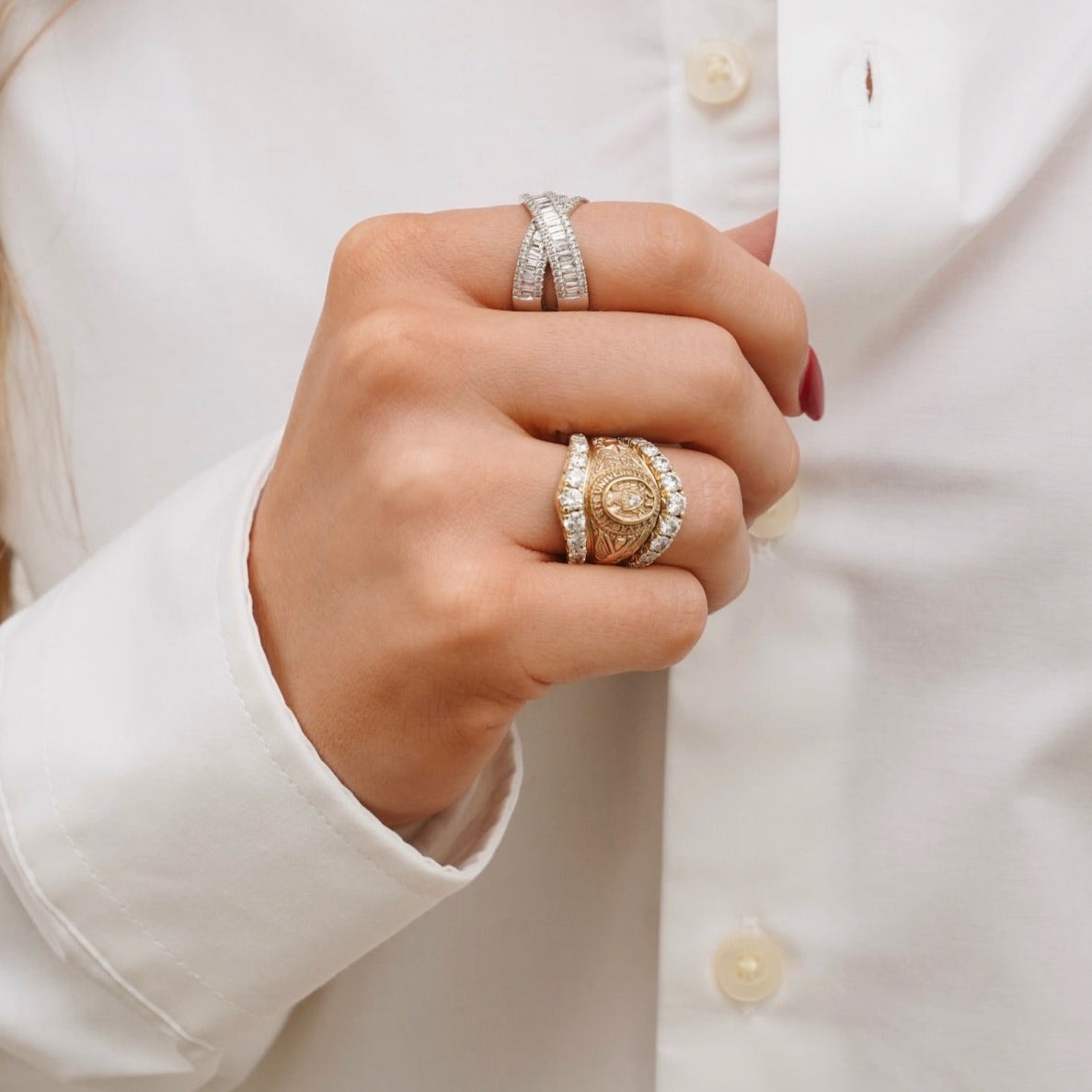 Brooks Baguette Diamond Crossover Ring