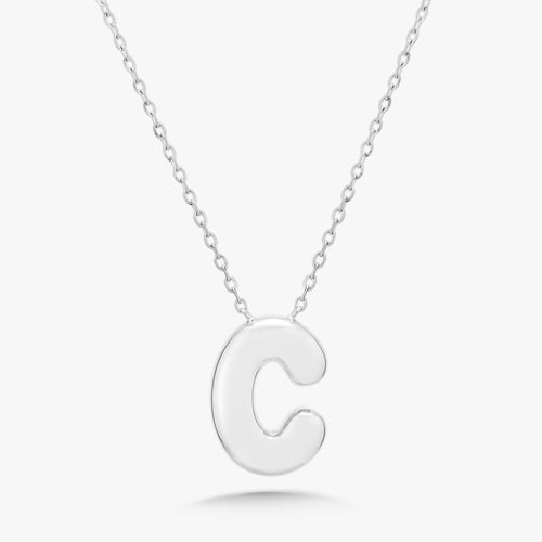 Puffy Gold Bubble Initial Necklace