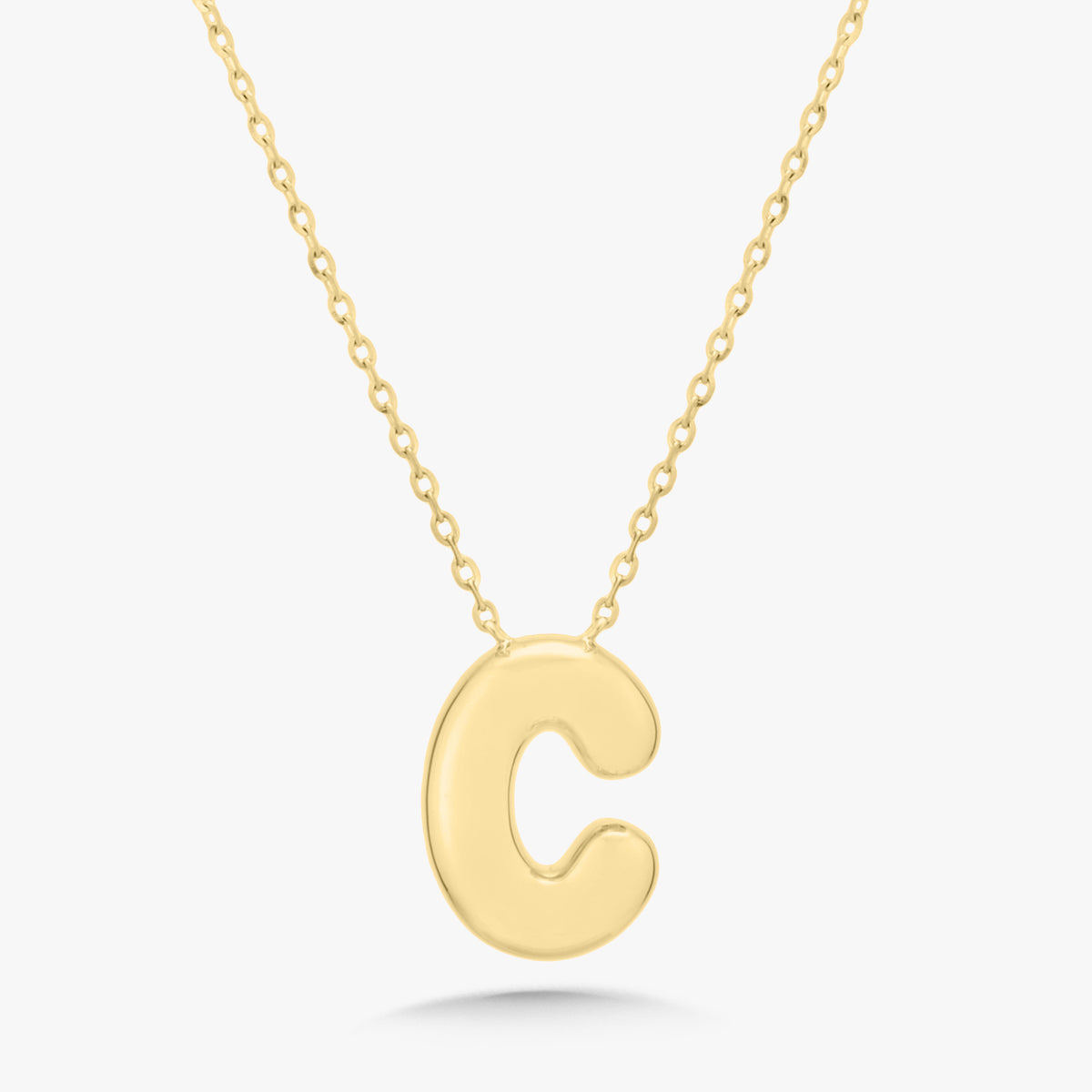 Puffy Gold Bubble Initial Necklace