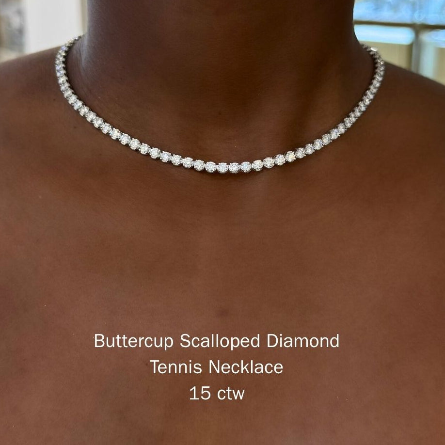Buttercup Scalloped Diamond Tennis Necklace 15 ctw