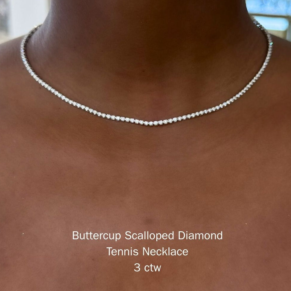 Buttercup Scalloped Diamond Tennis Necklace 3 ctw