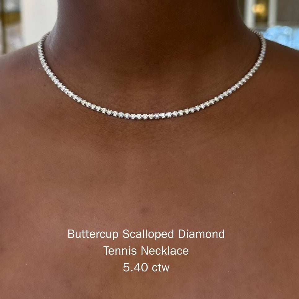 Buttercup Scalloped Diamond Tennis Necklace 5.40ctw