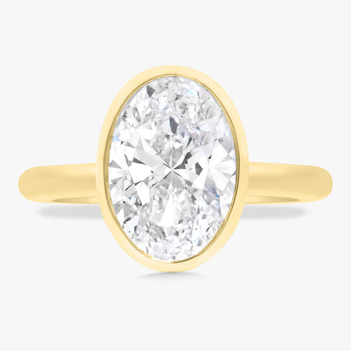 3.03ct Lab Grown Oval Diamond in a Solitaire Full-Bezel Setting