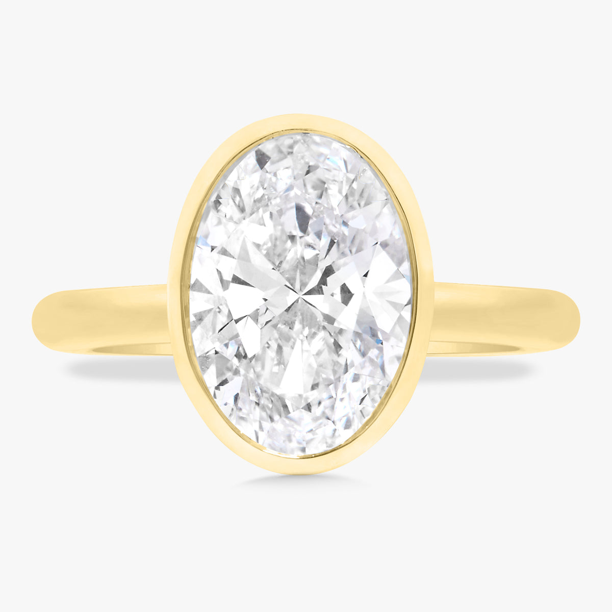 3.03ct Lab Grown Oval Diamond in a Solitaire Full-Bezel Setting