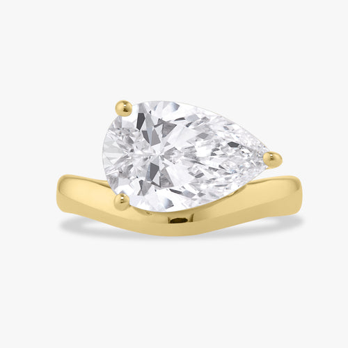 3.52ct Lab Grown Pear Diamond in a East-West Silhouette Curved Solitaire Setting