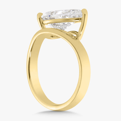 3.52ct Lab Grown Pear Diamond in a East-West Silhouette Curved Solitaire Setting
