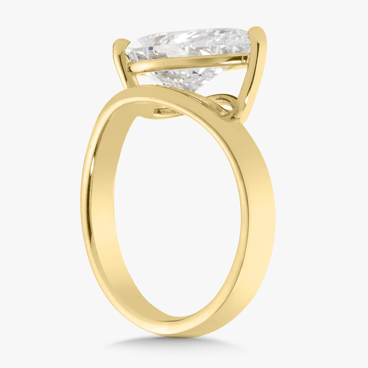 3.52ct Lab Grown Pear Diamond in a East-West Silhouette Curved Solitaire Setting
