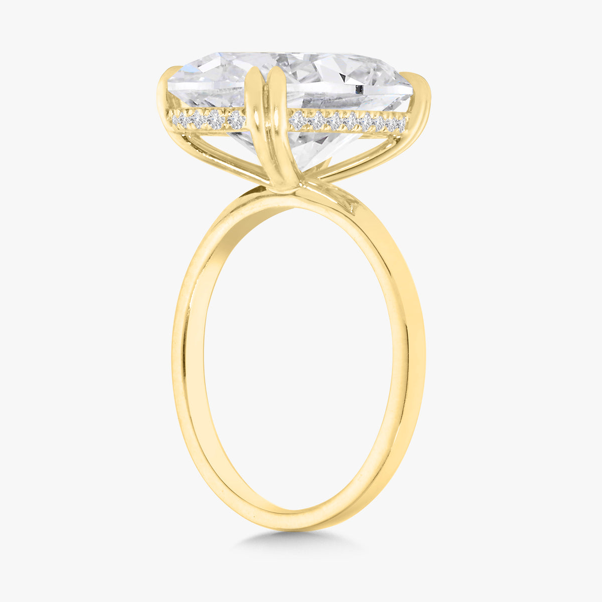 8.07ct Lab Grown Oval Diamond in a Double-Prong Solitaire with Hidden Halo