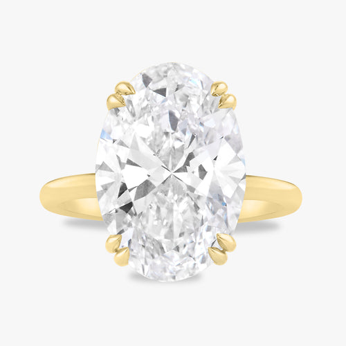 8.07ct Lab Grown Oval Diamond in a Double-Prong Solitaire with Hidden Halo