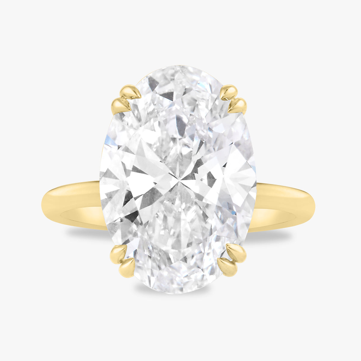 8.07ct Lab Grown Oval Diamond in a Double-Prong Solitaire with Hidden Halo
