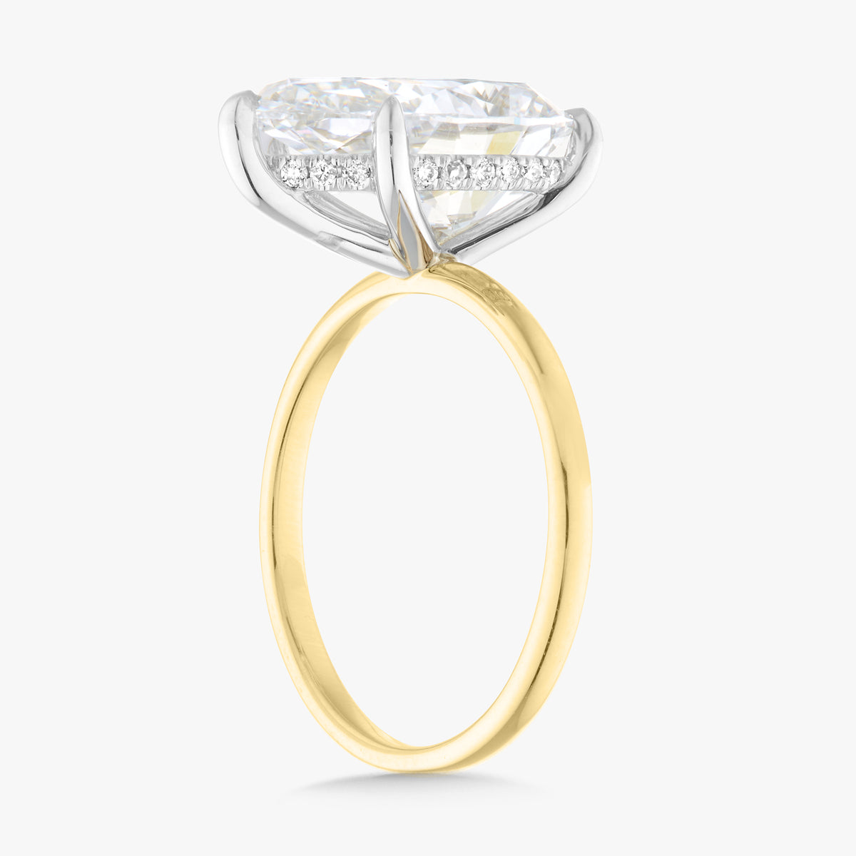 4.51ct Lab Grown Pear Cut Diamond in a Solitaire Setting with Hidden Halo