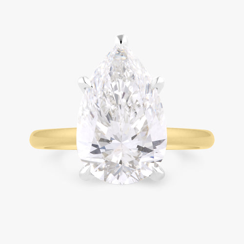 4.51ct Lab Grown Pear Cut Diamond in a Solitaire Setting with Hidden Halo