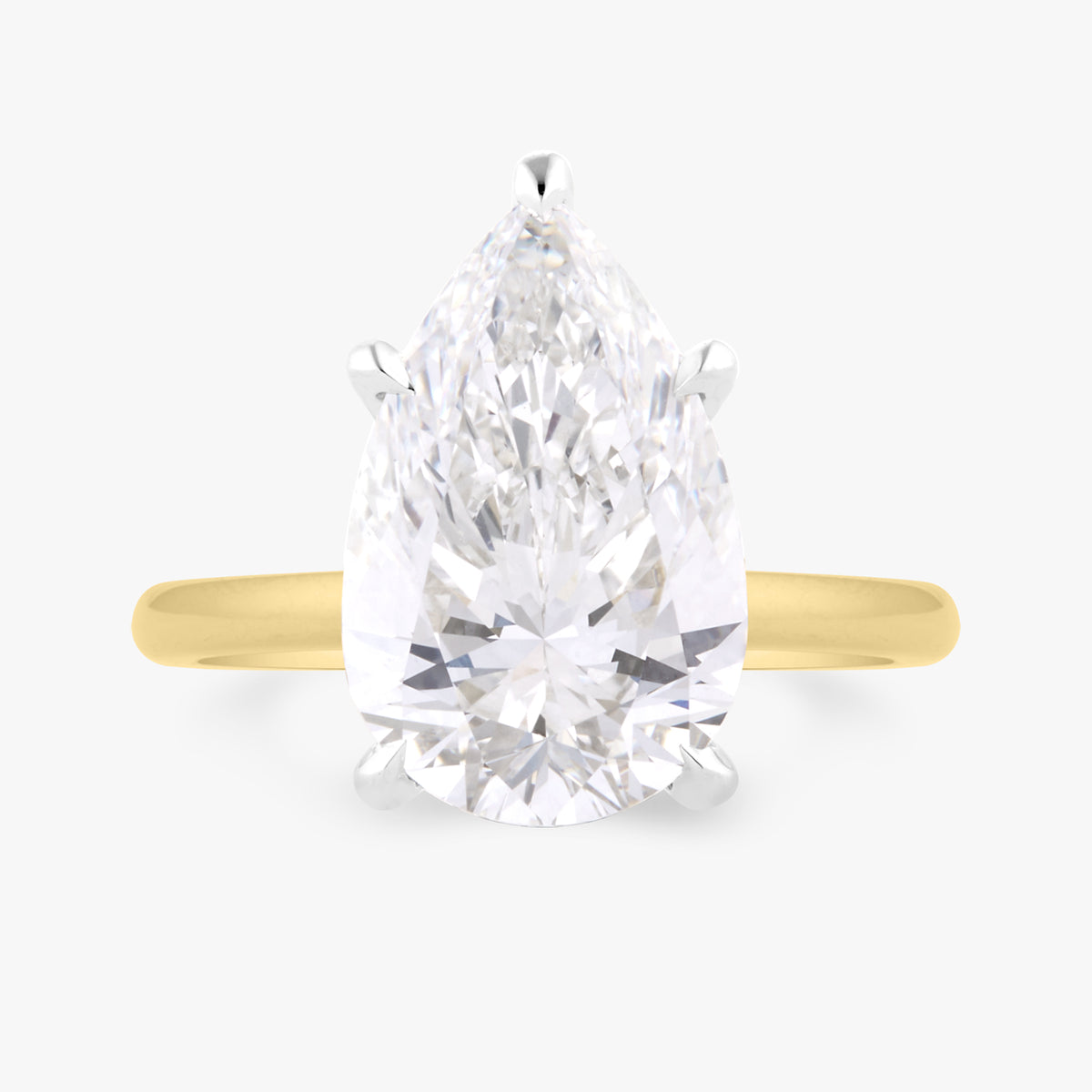 4.51ct Lab Grown Pear Cut Diamond in a Solitaire Setting with Hidden Halo