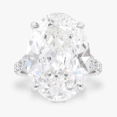 13.25ct Lab Grown Oval Diamond in a Pavé Split Shank with Double Hidden Halo