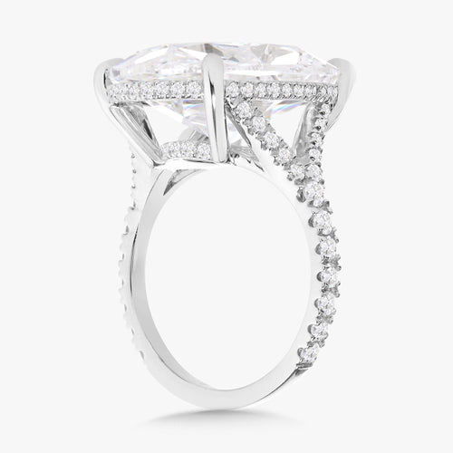 13.25ct Lab Grown Oval Diamond in a Pavé Split Shank with Double Hidden Halo