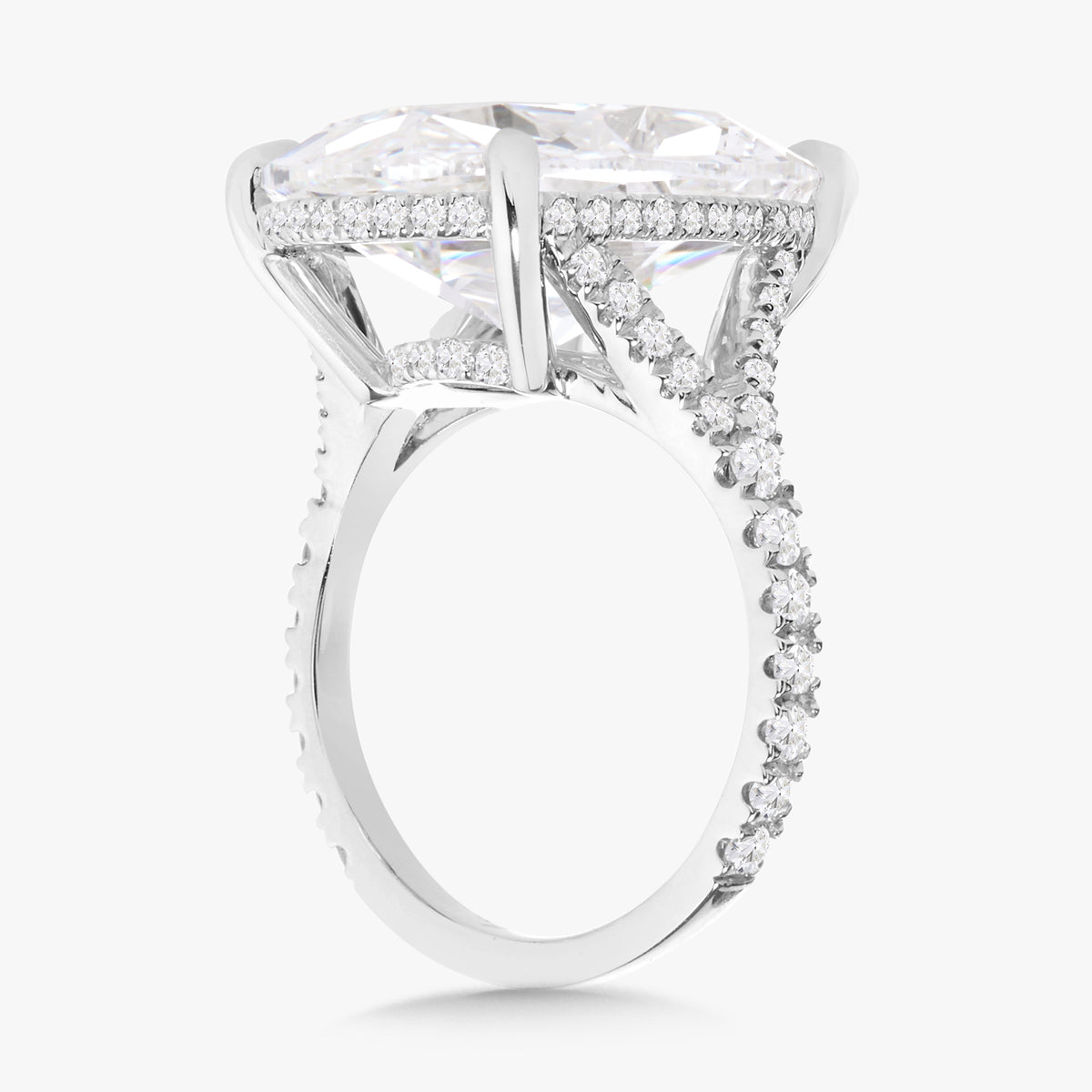 13.25ct Lab Grown Oval Diamond in a Pavé Split Shank with Double Hidden Halo