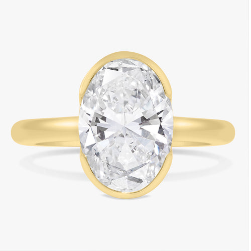 3.01ct Lab Grown Oval Diamond in a Solitaire Half-Bezel Setting