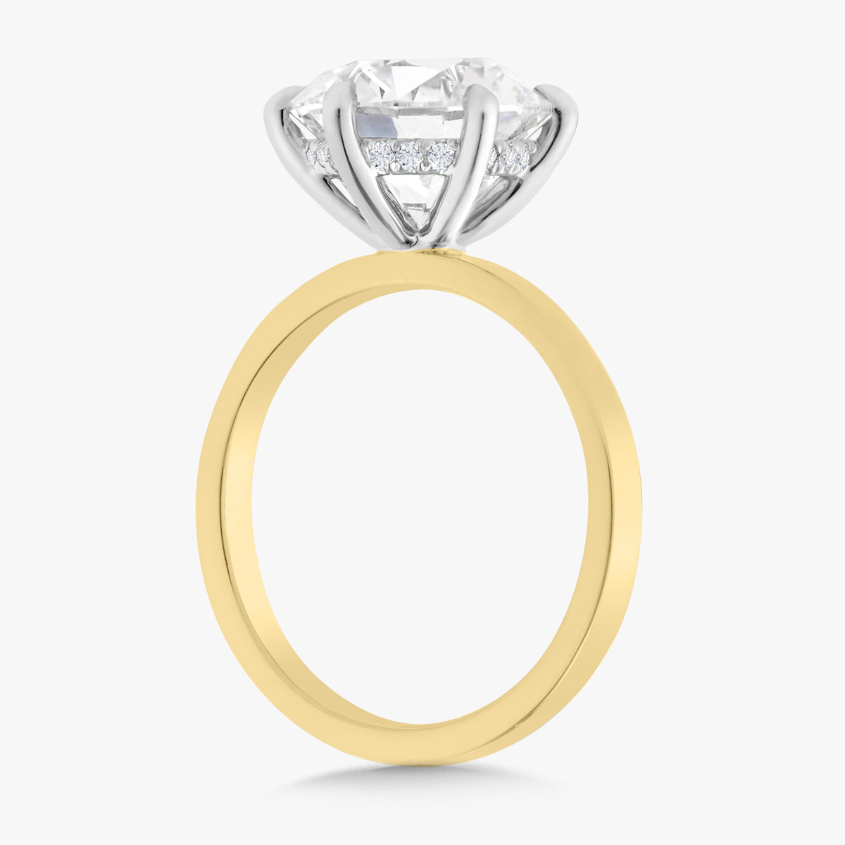 4.00ct Lab Grown Round Brilliant Diamond in a 2.5mm Flat Solitaire Setting with Hidden Halo