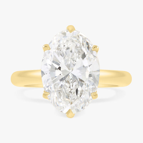 4.03ct Lab Grown Oval Diamond in a 6-prong Tulip Setting with Mini Cathedral