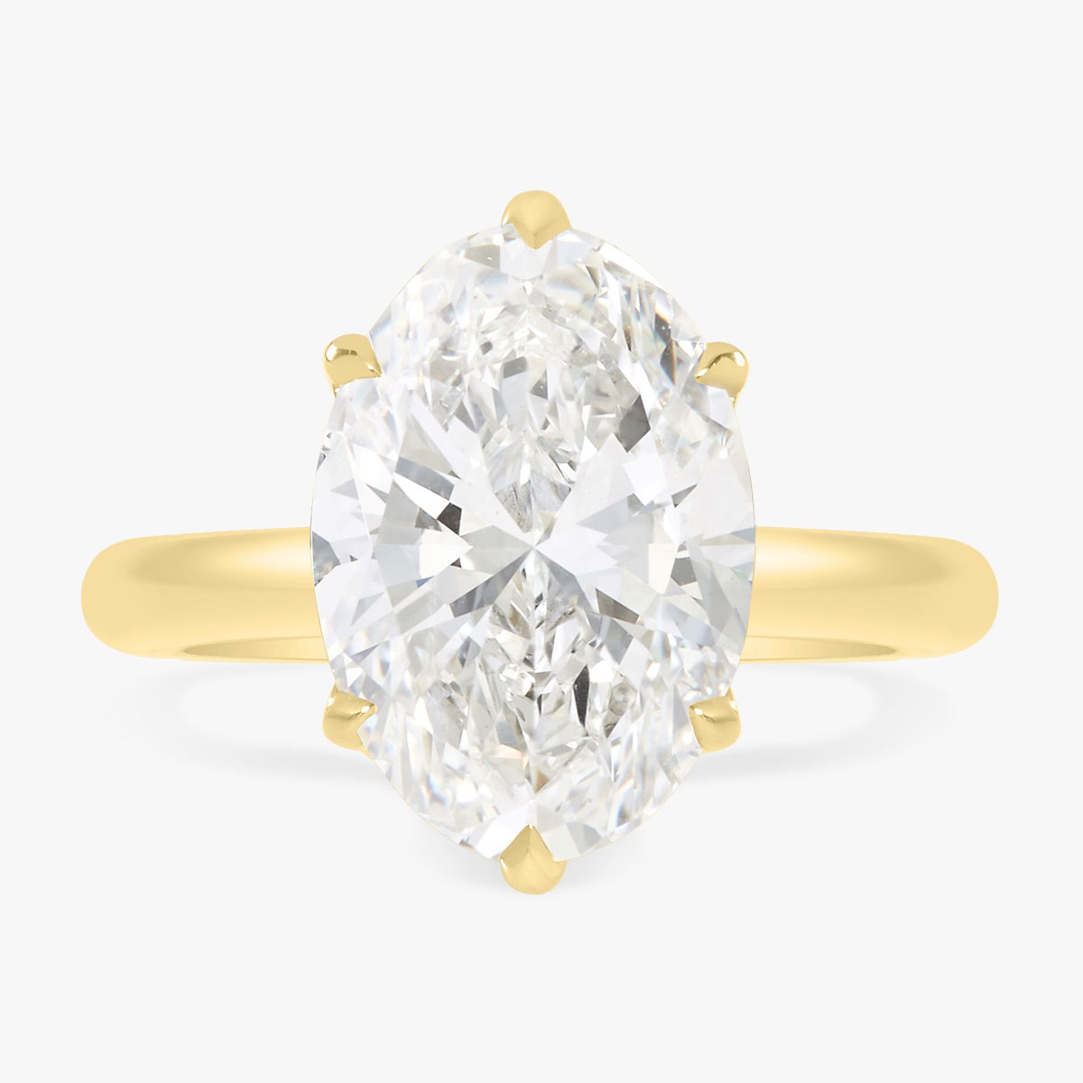 4.03ct Lab Grown Oval Diamond in a 6-prong Tulip Setting with Mini Cathedral