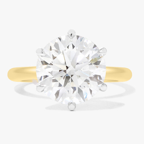 4.58ct Lab Grown Round Diamond in a 6-prong Solitaire with Hidden Halo