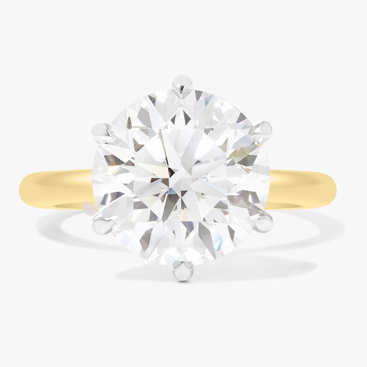 4.58ct Lab Grown Round Diamond in a 6-prong Solitaire with Hidden Halo