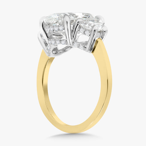 4.71ct Lab Grown Oval Diamond in a Half Moon Setting with Hidden Halos