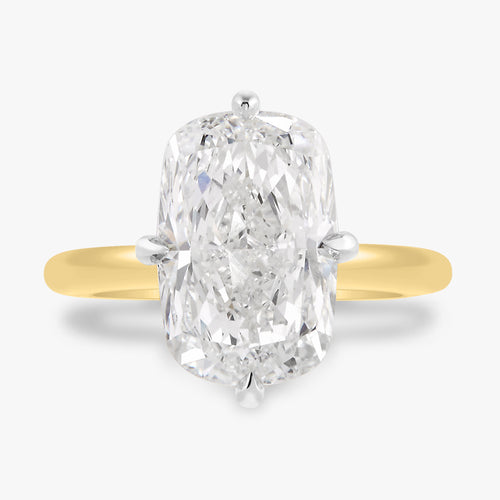 5.03ct Lab Grown Elongated Cushion Diamond in a Compass Prong Solitaire