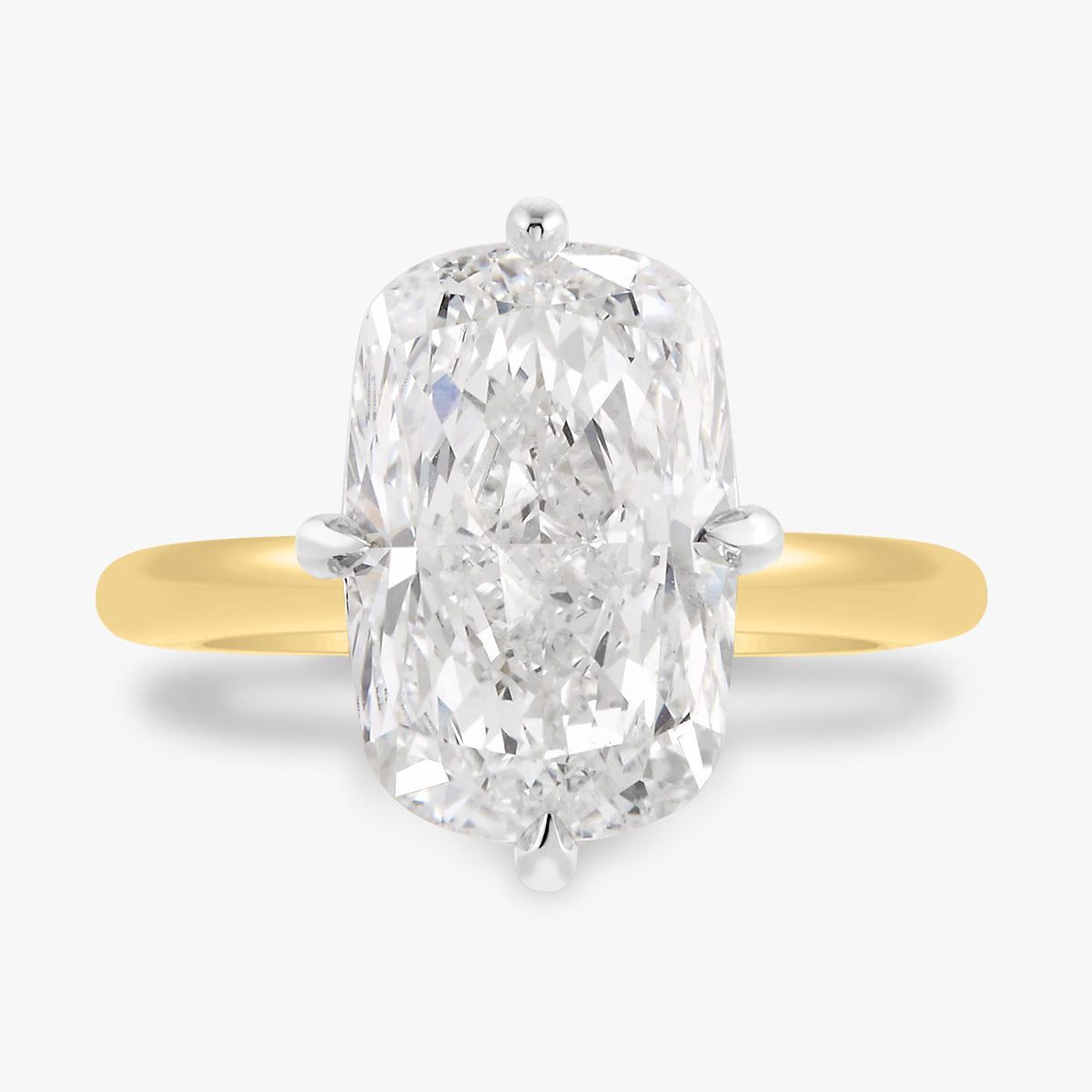 5.03ct Lab Grown Elongated Cushion Diamond in a Compass Prong Solitaire