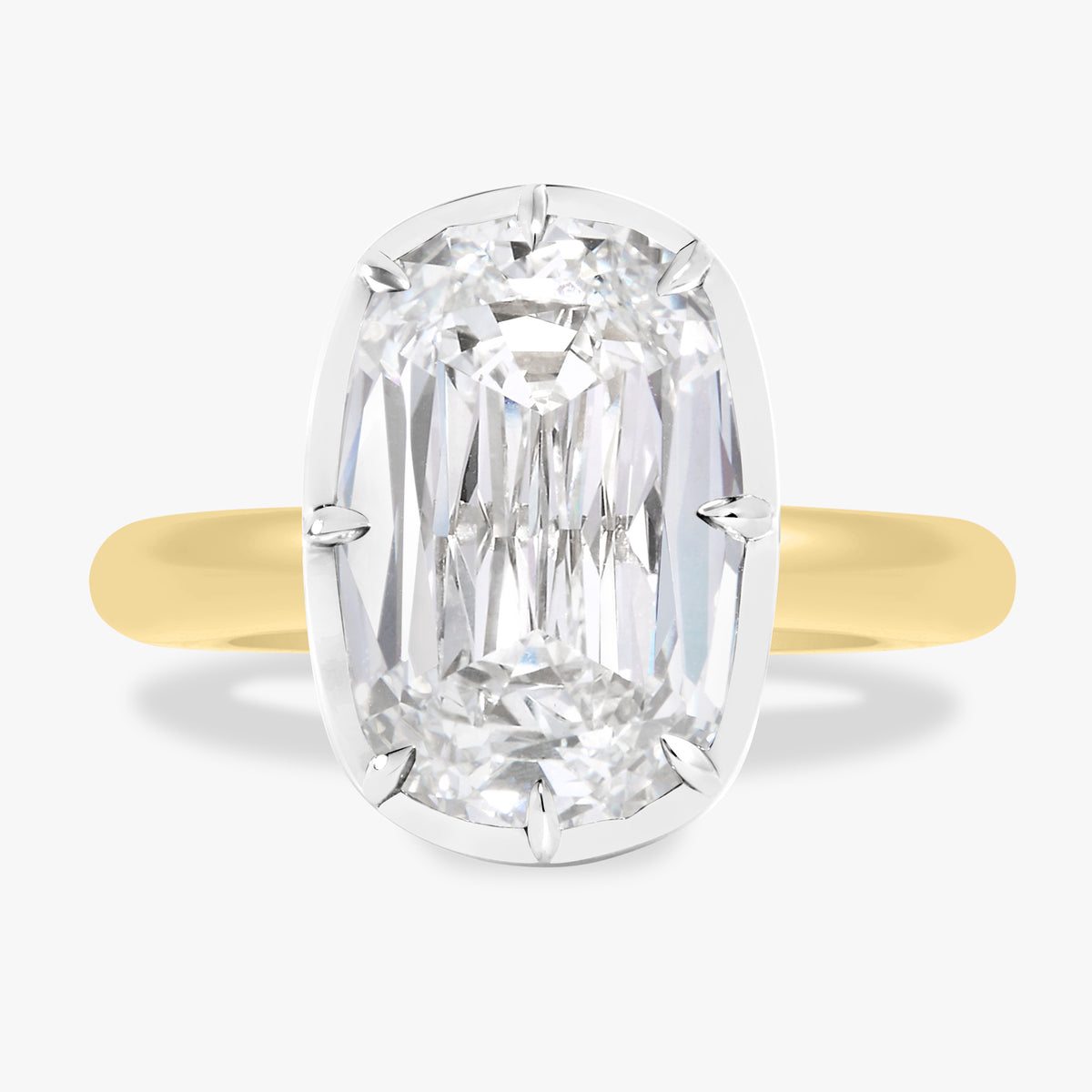 5.07ct Lab Grown Mixed Cushion Cut Diamond in a Georgian Bezel Setting
