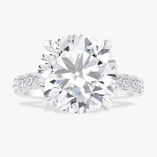 6.03ct Lab Grown Round Brilliant Diamond in Pavé Solitaire with Hidden Halo