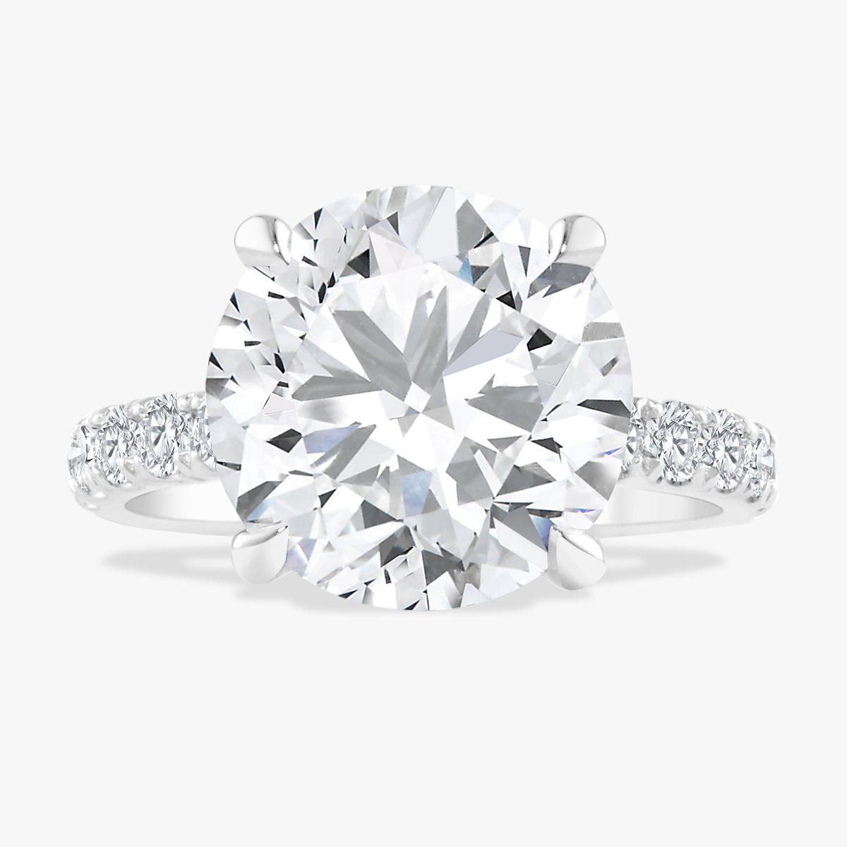 6.03ct Lab Grown Round Brilliant Diamond in Pavé Solitaire with Hidden Halo