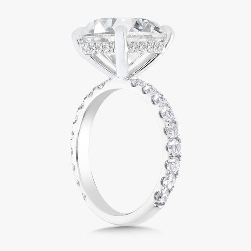 6.03ct Lab Grown Round Brilliant Diamond in Pavé Solitaire with Hidden Halo