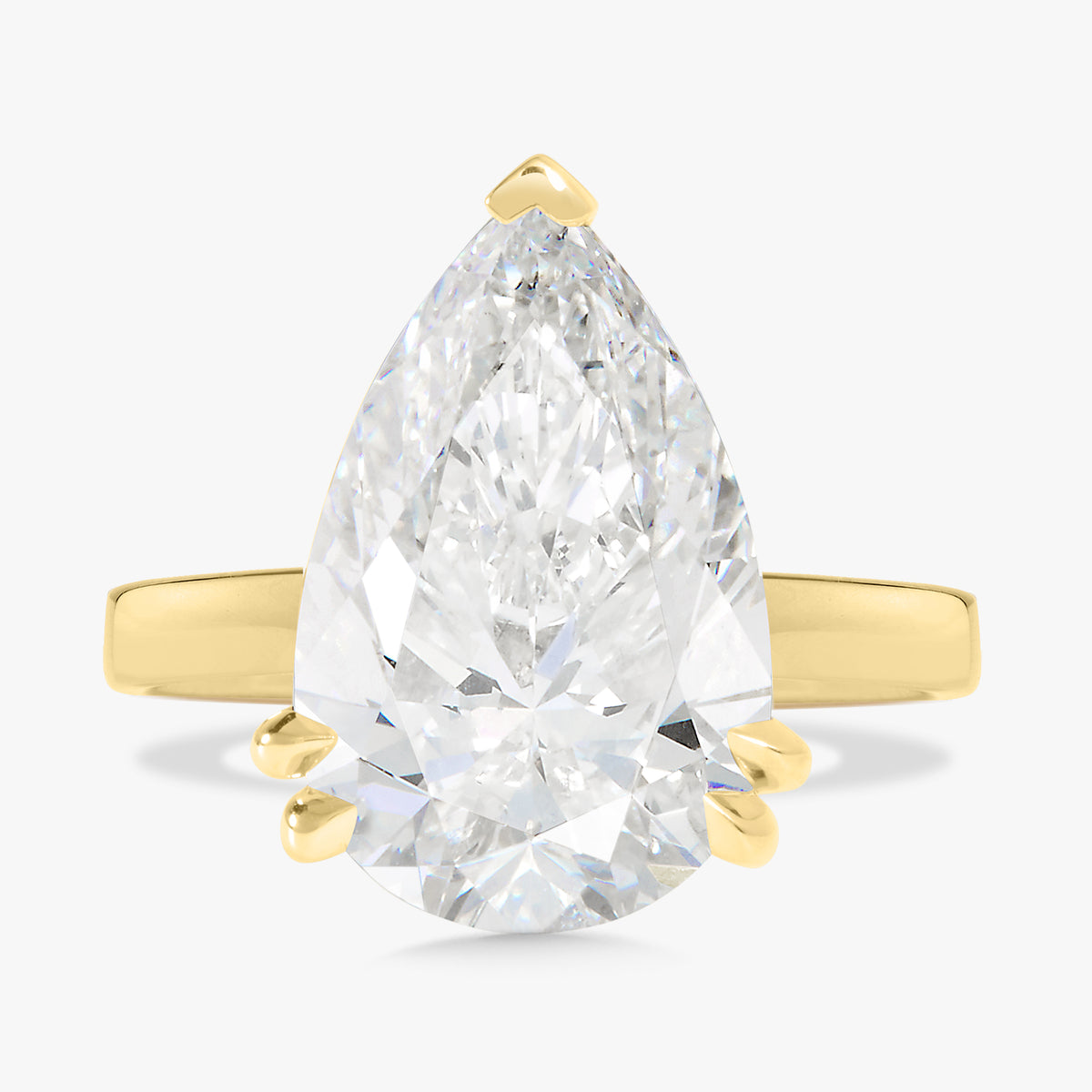 6.07ct Lab Grown Pear Diamond in a 2.5mm Pipe-Cut Solitaire with Hidden Halo