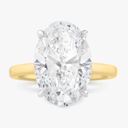 6.53ct Lab Grown Oval Diamond in a 2.2mm Flat Solitaire Setting with Hidden Halo