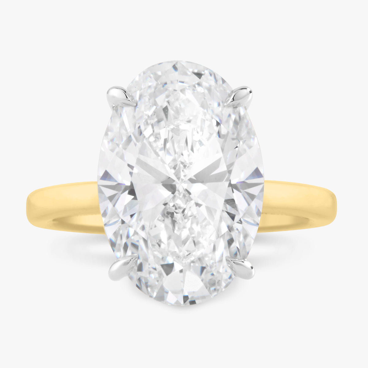 6.53ct Lab Grown Oval Diamond in a 2.2mm Flat Solitaire Setting with Hidden Halo