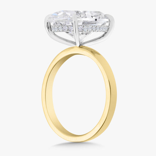 6.53ct Lab Grown Oval Diamond in a 2.2mm Flat Solitaire Setting with Hidden Halo