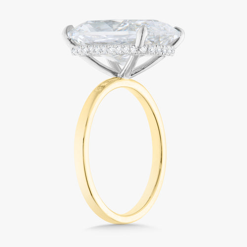 7.05ct Lab Grown Elongated Cushion Cut Diamond in a Solitaire Setting with Diamond Wrap