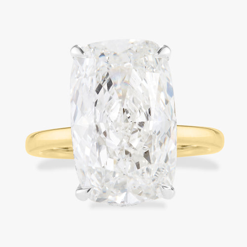 7.05ct Lab Grown Elongated Cushion Cut Diamond in a Solitaire Setting with Diamond Wrap