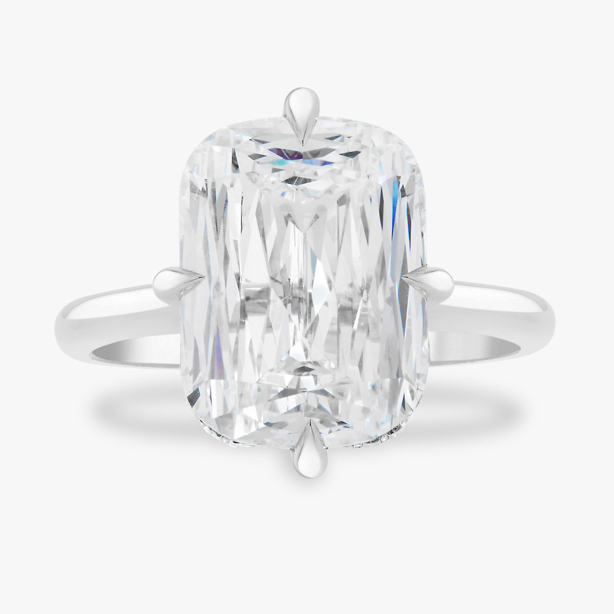 7.09ct Lab Grown Criss Cut Elongated Cushion in a Compass Cathedral Setting
