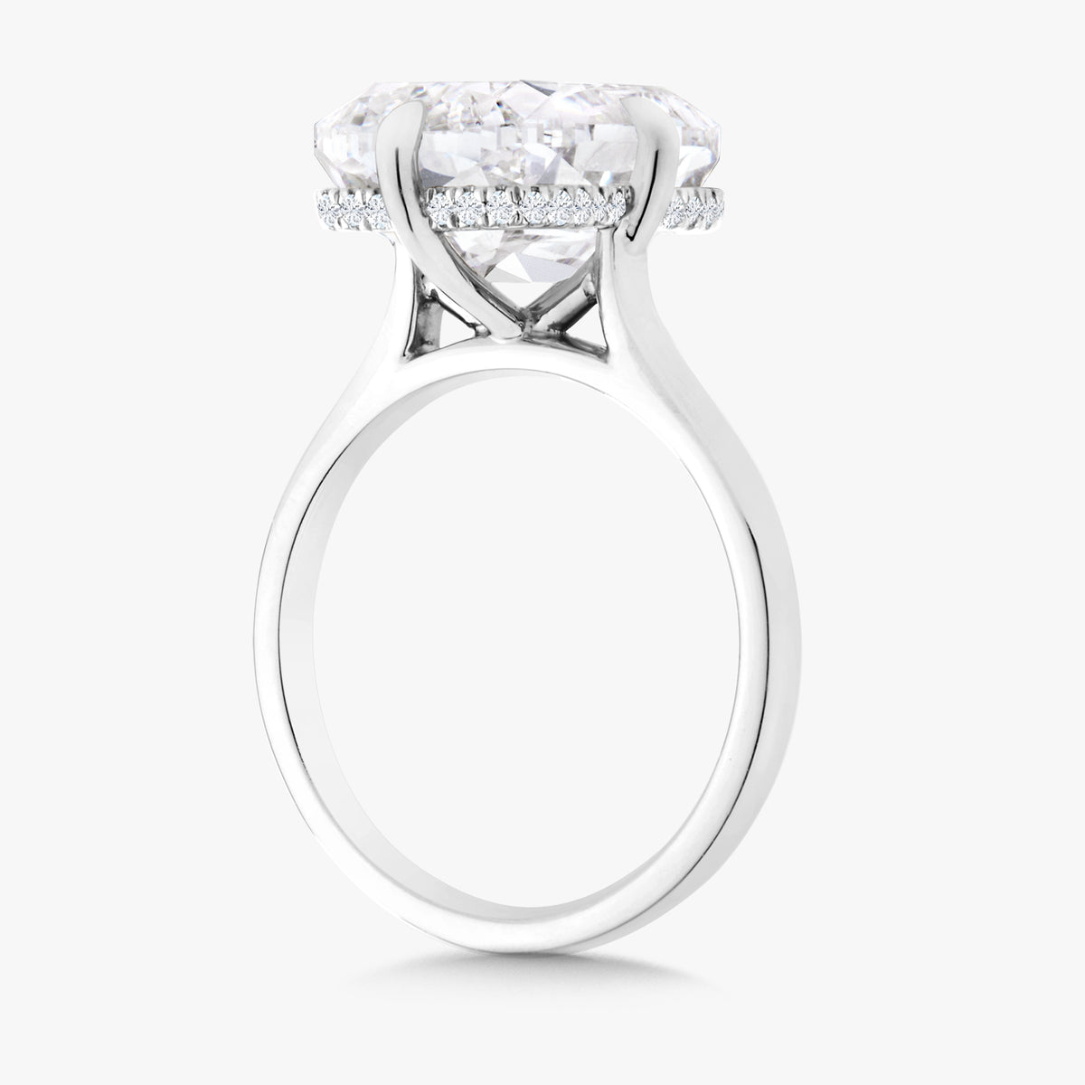 7.09ct Lab Grown Criss Cut Elongated Cushion in a Compass Cathedral Setting