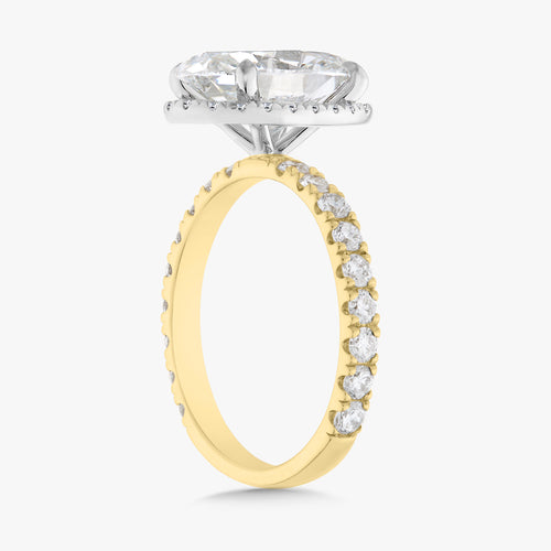 3.03ct Lab Grown Oval Diamond in a Pavé Solitaire with Whispering Halo