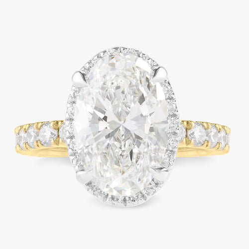 3.03ct Lab Grown Oval Diamond in a Pavé Solitaire with Whispering Halo