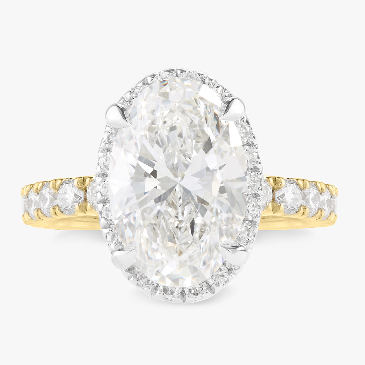 3.03ct Lab Grown Oval Diamond in a Pavé Solitaire with Whispering Halo