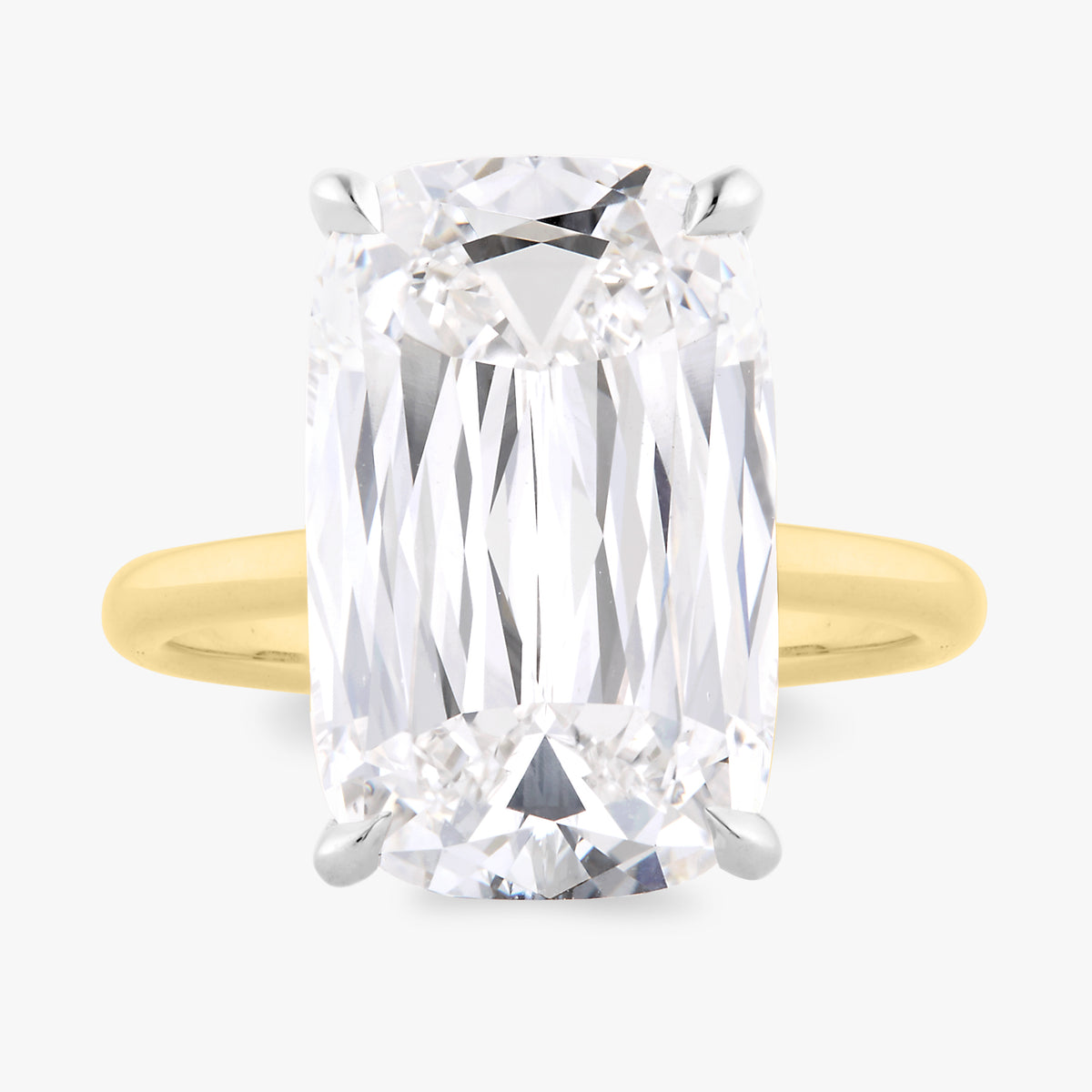 8.09ct Lab Grown Mixed Elongated Cushion Cut Diamond in a Solitaire Setting with Diamond Wrap