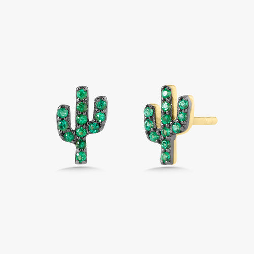 Cactus Emerald Stud Earrings
