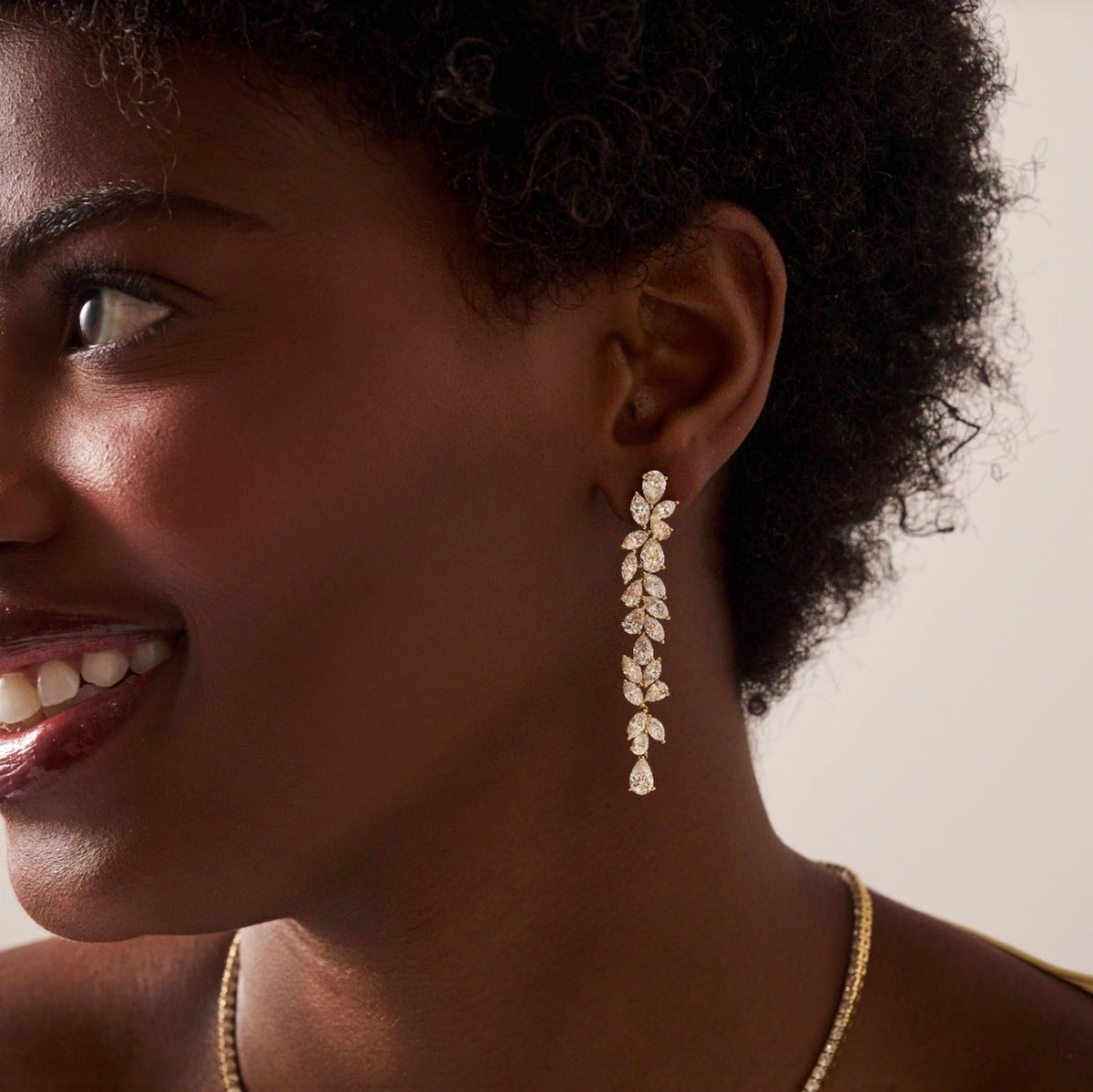Camellia Pear & Marquise Diamond Dangle Earrings