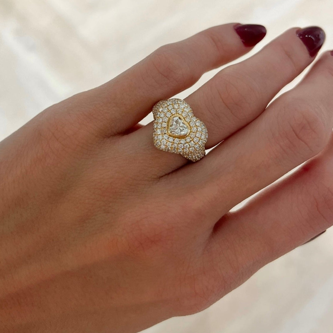 Carringtyn Pave Diamond Heart Signet Ring 2.75 ctw